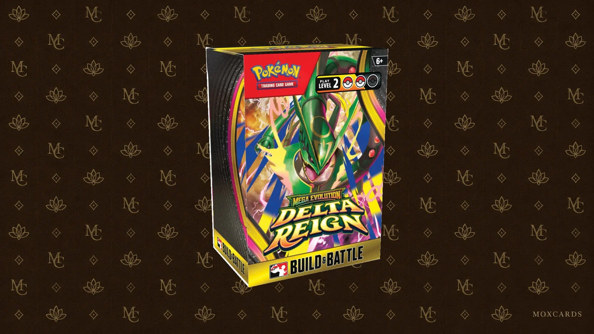 Official English Pokémon Delta Reign Build & Battle Box. Boîtier Stratégies et Combats Pokémon Delta Reign, visuel officiel anglais.