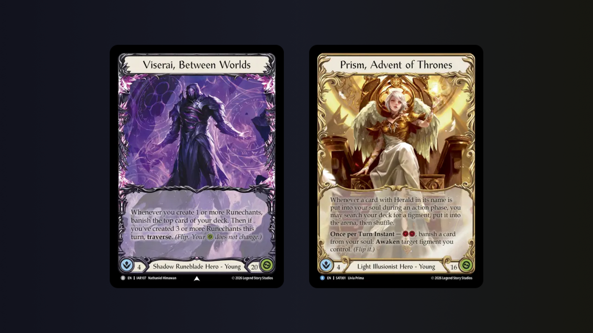 Viserai et Prism, cartes officielles pour la préparation Silver Age. / Official Viserai and Prism cards for Silver Age preparation.