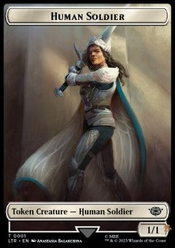 Human Soldier Token (White 1/1) (V.1) - The Lord of the Rings: Tales of Middle-earth: Extras (Token) [XLTR-T01]