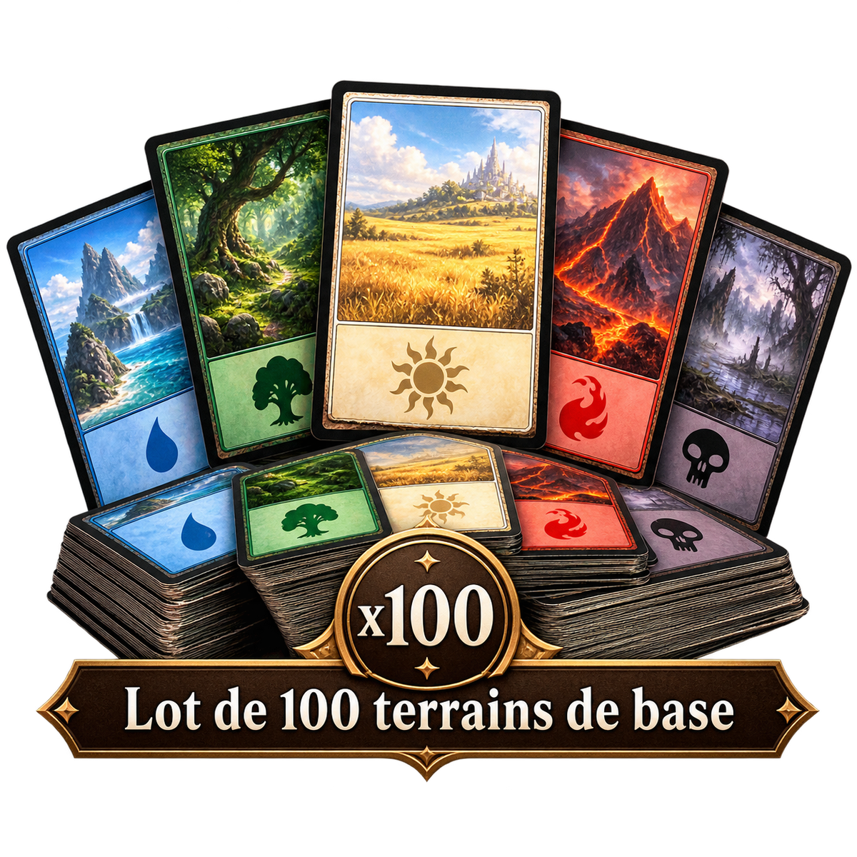 Lot de 100 terrains de base — illustration sur fond transparent