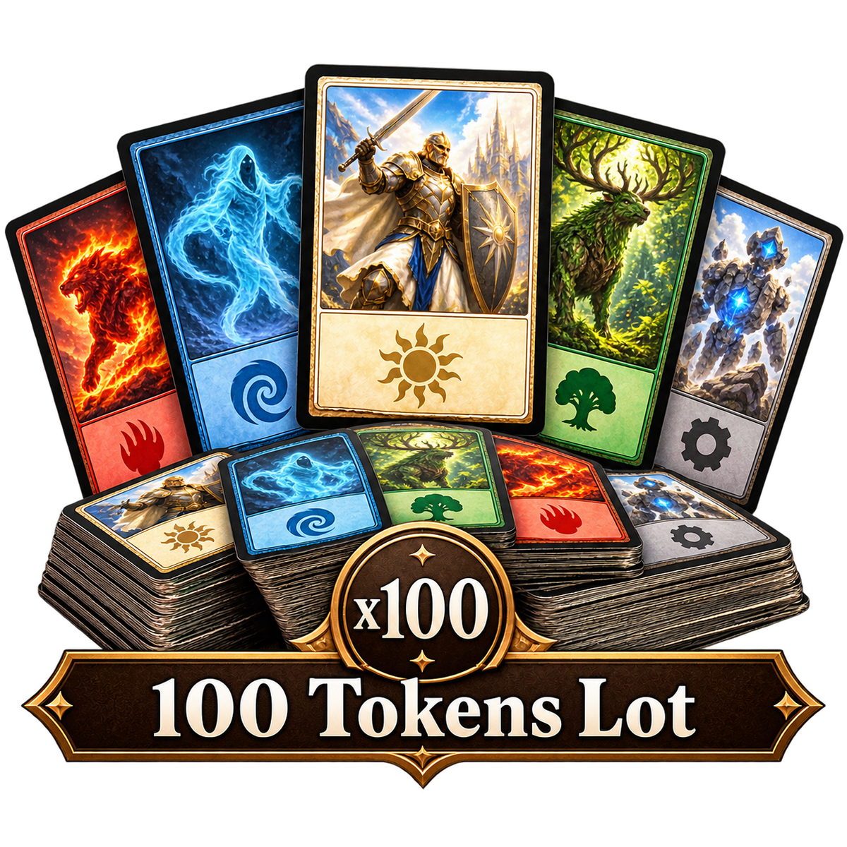 100 Tokens Lot — illustration on a transparent background