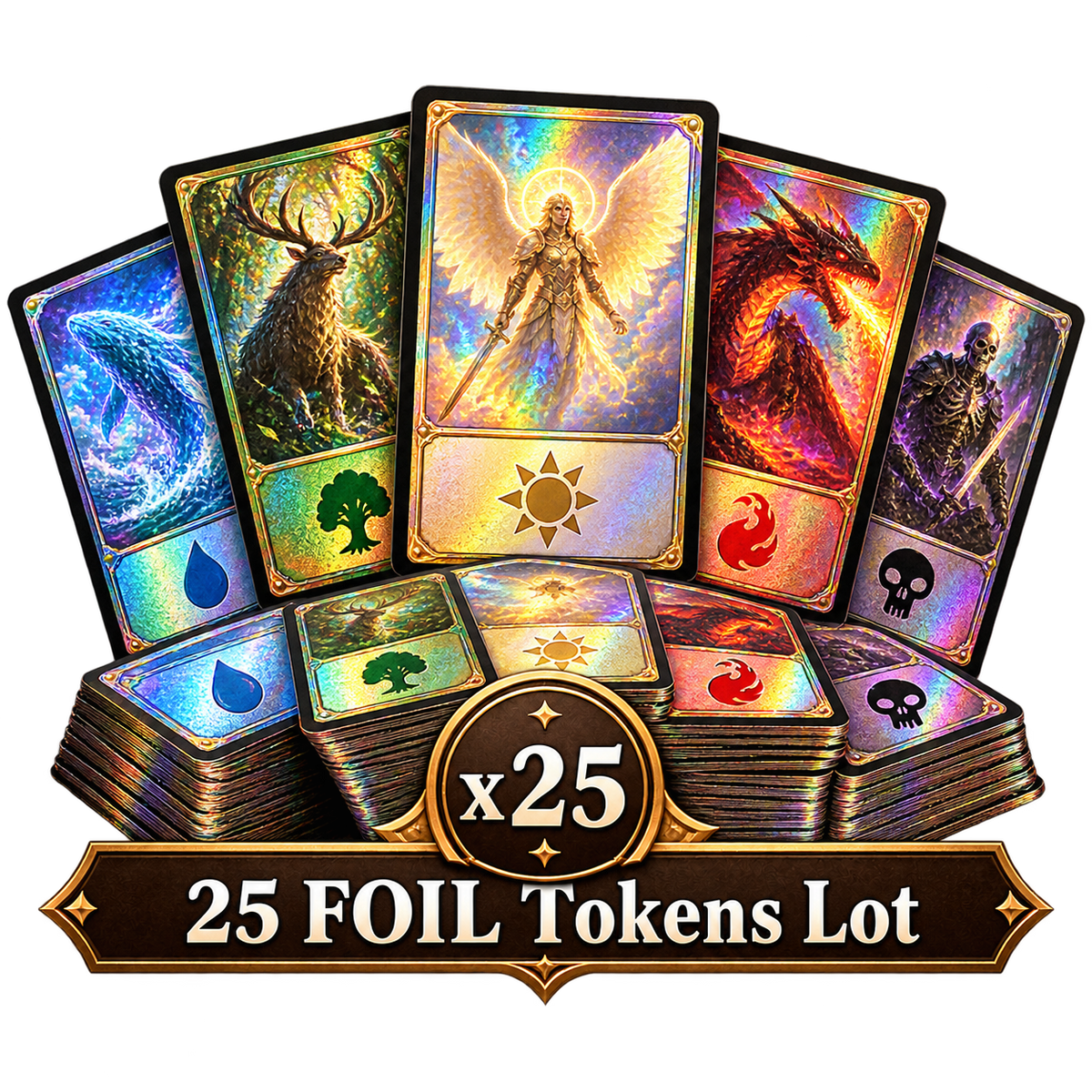 25 FOIL Tokens Lot — illustration on a transparent background