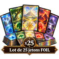 Lot de 25 jetons FOIL — illustration sur fond transparent