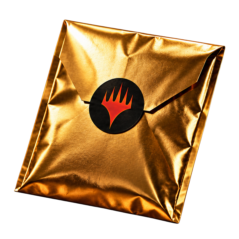 Enveloppe dorée Mystery Pack avec son autocollant