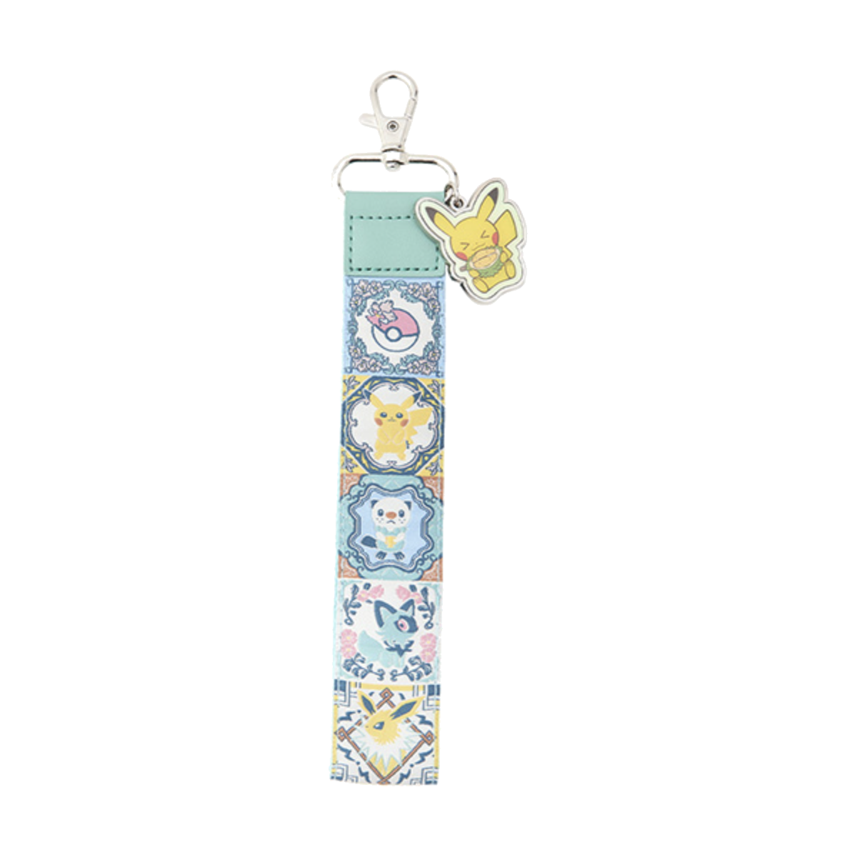 Pokémon Center Singapore — porte-clés Pikachu vert, fond transparent
