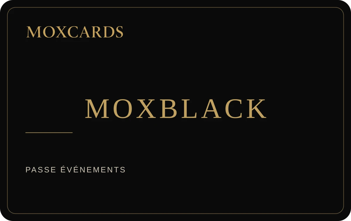 Carte de membre Moxblack, recto noir et or